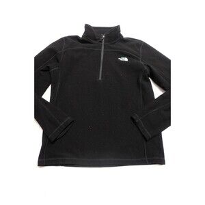The North Face Jacket Mens Size M 1/4 ZIp Fleece Jacket Black Coat‎ Sweatshirt